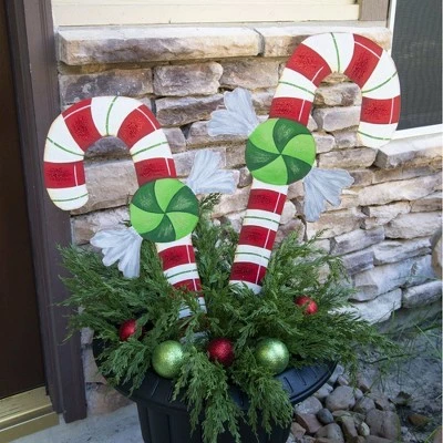 Round Top Collection 37.5" Candy Candy Canes Set Christmas Pinwheel Wrapped - Decorative Garden Stakes 3 Round Top Collection 37.5" Candy Candy Canes Set Christmas Pinwheel Wrapped - Decorative Garden Stakes