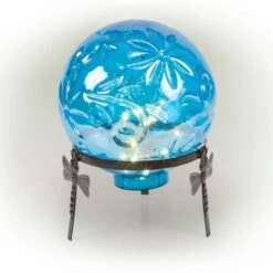 Alpine Corporation 13" Glass Globe Décor with LED Light Blue