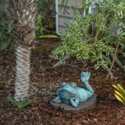 Alpine Corporation Alpine 9" Magnesium Oxide Frog Laying Down Statue