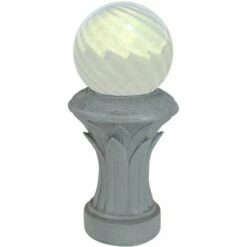 Sunnydaze Decor Sunnydaze Tropical Leaves Indoor/Outdoor Column-Style Gazing Globe Stand for 10" to 12" Garden Spheres - 14" H - Travertine -Cheap Garden Decor Store unnamed file 4935