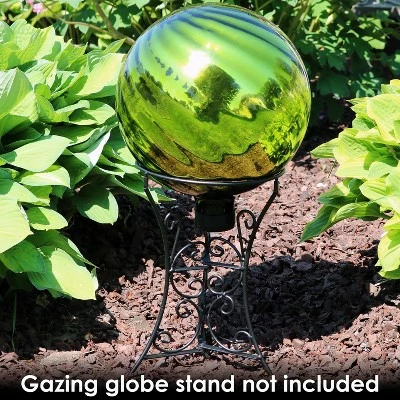 Sunnydaze Decor Sunnydaze Rippled Reflective Mirrored Surface Gazing Globe Glass Garden Balls - 10" Diameter - Green - 2-Pack 4 Sunnydaze Decor Sunnydaze Rippled Reflective Mirrored Surface Gazing Globe Glass Garden Balls - 10" Diameter - Green - 2-Pack - Image 2