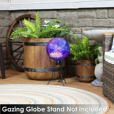 Sunnydaze Decor Sunnydaze Peaceful Waves Rippled Texture Indoor/Outdoor Gazing Globe Glass Garden Ball - 10" Diameter - Blue 5 Sunnydaze Decor Sunnydaze Peaceful Waves Rippled Texture Indoor/Outdoor Gazing Globe Glass Garden Ball - 10" Diameter - Blue - Image 3