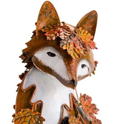 Wind & Weather Handcrafted Metal Fox Sculpture Draped in Fall Leaves 2 Wind & Weather Handcrafted Metal Fox Sculpture Draped in Fall Leaves - Image 2