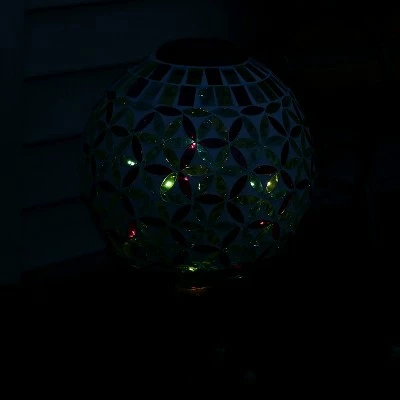 Sunnydaze Decor Sunnydaze Blue Cool Blooms Glass Mosaic Indoor/Outdoor Gazing Globe with Solar Light - 10" Diameter - Blue and Green 7 Sunnydaze Decor Sunnydaze Blue Cool Blooms Glass Mosaic Indoor/Outdoor Gazing Globe with Solar Light - 10" Diameter - Blue and Green - Image 5