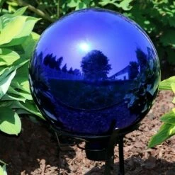 Sunnydaze Decor Sunnydaze Indoor/Outdoor Mirrored Surface Gazing Globe Ball for Lawn, Patio or Indoors - 10" Diameter - Blue - Set of 2