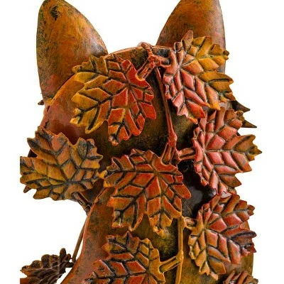 Wind & Weather Handcrafted Metal Fox Sculpture Draped in Fall Leaves 4 Wind & Weather Handcrafted Metal Fox Sculpture Draped in Fall Leaves - Image 4
