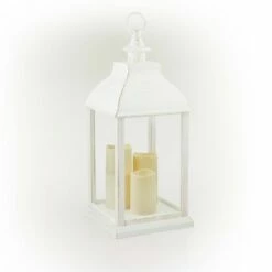 Alpine Corporation Alpine 22" Candlelit Lantern with LED Lights White -Cheap Garden Decor Store unnamed file 4990