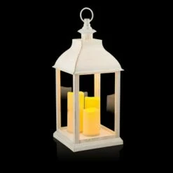 Alpine Corporation Alpine 22" Candlelit Lantern with LED Lights White -Cheap Garden Decor Store unnamed file 4991