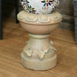 Sunnydaze Decor Sunnydaze Vintage Vine and Leaf Indoor/Outdoor Column-Style Gazing Globe Stand for Stemless Gazing Globes - 12" H - Autumn Leaf