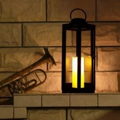 Alpine Corporation Alpine 18" Hexagonal Candlelit Iron Lantern with LED Lights Black/Warm White -Cheap Garden Decor Store unnamed file 5028