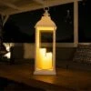 Alpine Corporation Alpine 28" Candlelit Lantern with LED Lights White