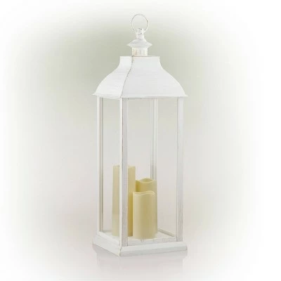 Alpine Corporation Alpine 28" Candlelit Lantern with LED Lights White 6 Alpine Corporation Alpine 28" Candlelit Lantern with LED Lights White - Image 4