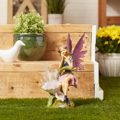 Zingz & Thingz Zingz & Thingz 12.25" Polyresin Solar Fairy with Flower Statue 6 Zingz & Thingz Zingz & Thingz 12.25" Polyresin Solar Fairy with Flower Statue - Image 4