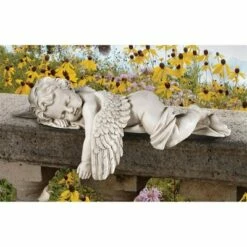 Design Toscano Sleepy Time Baby Angel Statue: Set of Two, off-white
