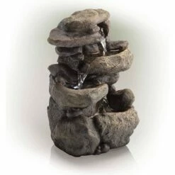 Alpine Corporation 11" Resin Tiered Rock Tabletop Fountain with LED Lights Bronze -Cheap Garden Decor Store unnamed file 5220