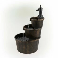 Alpine Corporation 40" Three Tier Pump and Barrels Fountain Brown -Cheap Garden Decor Store unnamed file 5253