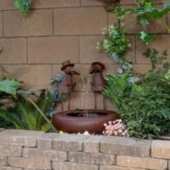 Alpine Corporation 20" Metal Outdoor Toucan Water Fountain Yard Décor Brown