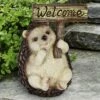 8.27" Resin Welcome Sign Hedgehog Statue Pink - Exhart