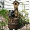 Sunnydaze Decor Sunnydaze 31"H Electric Polyresin Rustic Birdhouse and Garden Watering Can Outdoor Water Fountain