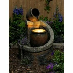 John Timberland Rustic Outdoor Floor Water Fountain with Light LED 35" High Planter Box Cascading for Yard Garden Patio Deck Home -Cheap Garden Decor Store unnamed file 5295
