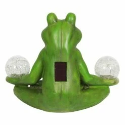 10" Resin Solar Yoga Frog Holding 2 Glass Jars Garden Statue Green - Exhart -Cheap Garden Decor Store unnamed file 53