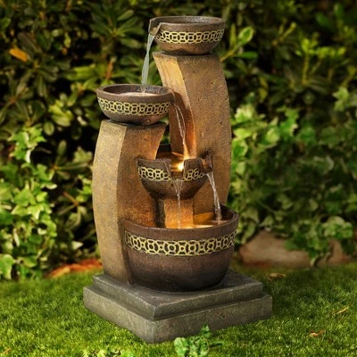 John Timberland Outdoor Floor Water Fountain Four Bowl Cascading Waterfall 41" Tall for Yard Garden Lawn 3 John Timberland Outdoor Floor Water Fountain Four Bowl Cascading Waterfall 41" Tall for Yard Garden Lawn
