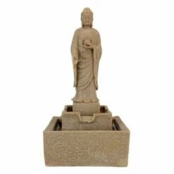 Medium Earth Witness Buddha Illuminated Garden Fountain - Acorn Hollow