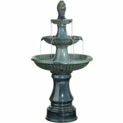 John Timberland Outdoor Floor Water Fountain with Light LED 46" High Three Tier for Yard Garden Patio Deck Home -Cheap Garden Decor Store unnamed file 5357