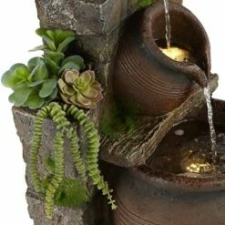 John Timberland Rustic Outdoor Floor Water Fountain with Light LED 39 1/4" High Four Pot Cascading for Yard Garden Patio Deck Home -Cheap Garden Decor Store unnamed file 5372
