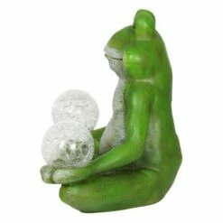 10" Resin Solar Yoga Frog Holding 2 Glass Jars Garden Statue Green - Exhart -Cheap Garden Decor Store unnamed file 54