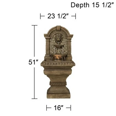 John Timberland Mediterranean Outdoor Wall Water Fountain with Light LED 51" High Royal Lions Head 3 Tiered for Yard Garden Patio 7 John Timberland Mediterranean Outdoor Wall Water Fountain with Light LED 51" High Royal Lions Head 3 Tiered for Yard Garden Patio - Image 5