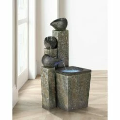 John Timberland Asian Zen Outdoor Floor Water Fountain with Light LED 39" High Cascading for Yard Garden Patio Deck Home -Cheap Garden Decor Store unnamed file 5422