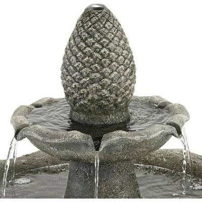 John Timberland Italian Outdoor Floor Water Fountain 35" High 2 Tiered Pineapple Bird Bath for Yard Garden Patio Deck Home 4 John Timberland Italian Outdoor Floor Water Fountain 35" High 2 Tiered Pineapple Bird Bath for Yard Garden Patio Deck Home - Image 2