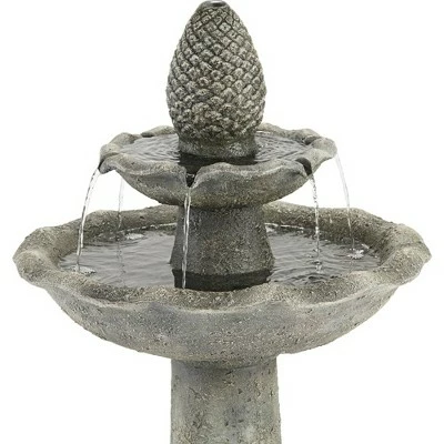 John Timberland Italian Outdoor Floor Water Fountain 35" High 2 Tiered Pineapple Bird Bath for Yard Garden Patio Deck Home 5 John Timberland Italian Outdoor Floor Water Fountain 35" High 2 Tiered Pineapple Bird Bath for Yard Garden Patio Deck Home - Image 3