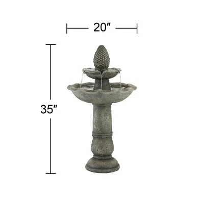 John Timberland Italian Outdoor Floor Water Fountain 35" High 2 Tiered Pineapple Bird Bath for Yard Garden Patio Deck Home 8 John Timberland Italian Outdoor Floor Water Fountain 35" High 2 Tiered Pineapple Bird Bath for Yard Garden Patio Deck Home - Image 6