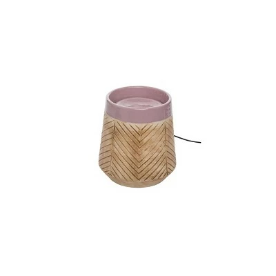 Tan Herringbone Pattern Purple Rim Indoor Water Fountain With Pump - Foreside Home & Garden 3 Tan Herringbone Pattern Purple Rim Indoor Water Fountain With Pump - Foreside Home & Garden