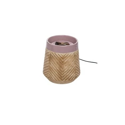 Tan Herringbone Pattern Purple Rim Indoor Water Fountain With Pump - Foreside Home & Garden 4 Tan Herringbone Pattern Purple Rim Indoor Water Fountain With Pump - Foreside Home & Garden - Image 2