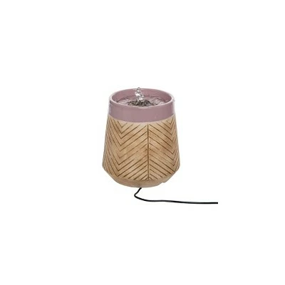 Tan Herringbone Pattern Purple Rim Indoor Water Fountain With Pump - Foreside Home & Garden 5 Tan Herringbone Pattern Purple Rim Indoor Water Fountain With Pump - Foreside Home & Garden - Image 3