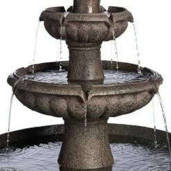 John Timberland Italian Style 3 Tier Outdoor Floor Water Fountain with Light LED 43" High Gray Faux Stone Garden Patio Backyard -Cheap Garden Decor Store unnamed file 5437