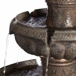 John Timberland Italian Style 3 Tier Outdoor Floor Water Fountain with Light LED 43" High Gray Faux Stone Garden Patio Backyard -Cheap Garden Decor Store unnamed file 5438