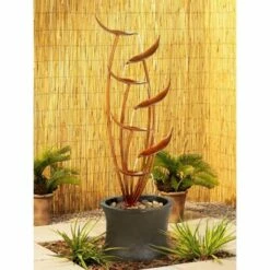 John Timberland Rustic Modern Outdoor Floor Water Fountain 41" High Cascading Leaves for Yard Garden Patio Deck Home
