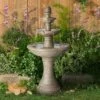 John Timberland Italian Style 3 Tier Outdoor Floor Water Fountain with Light LED 44" High Gray Faux Stone Garden Patio Backyard -Cheap Garden Decor Store unnamed file 5452