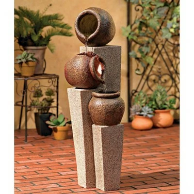 John Timberland Rustic Outdoor Floor Water Fountain 35 1/2" High Three Cascading Urn Pillar for Yard Garden Patio Deck Home 3 John Timberland Rustic Outdoor Floor Water Fountain 35 1/2" High Three Cascading Urn Pillar for Yard Garden Patio Deck Home