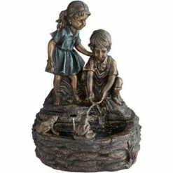 John Timberland Outdoor Floor Fountain with Light LED 26" High Two Kids Over Pond for Garden Patio Backyard Deck Home Porch House -Cheap Garden Decor Store unnamed file 5483