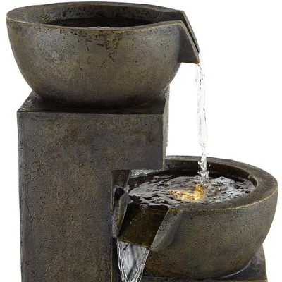John Timberland Outdoor Floor Water Fountain with Light LED 41 1/2" High Cascading Bowls for Yard Garden Patio Deck Home 4 John Timberland Outdoor Floor Water Fountain with Light LED 41 1/2" High Cascading Bowls for Yard Garden Patio Deck Home - Image 2
