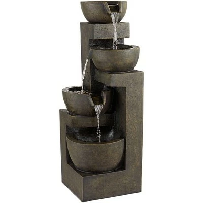 John Timberland Outdoor Floor Water Fountain with Light LED 41 1/2" High Cascading Bowls for Yard Garden Patio Deck Home 7 John Timberland Outdoor Floor Water Fountain with Light LED 41 1/2" High Cascading Bowls for Yard Garden Patio Deck Home - Image 5
