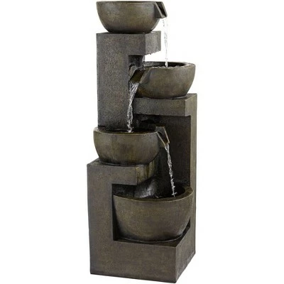 John Timberland Outdoor Floor Water Fountain with Light LED 41 1/2" High Cascading Bowls for Yard Garden Patio Deck Home 9 John Timberland Outdoor Floor Water Fountain with Light LED 41 1/2" High Cascading Bowls for Yard Garden Patio Deck Home - Image 7