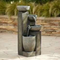 John Timberland Rustic Outdoor Floor Water Fountain with Light LED 40 1/2" High Cascading for Yard Garden Patio Deck Home