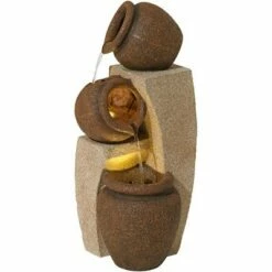 John Timberland Rustic Outdoor Floor Water Fountain with Light LED 30" High Cascading Tipping Jugs for Yard Garden Patio Deck Home -Cheap Garden Decor Store unnamed file 5512