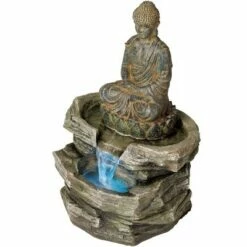 John Timberland Rustic Zen Buddha Outdoor Floor Water Fountain with Light LED 21" High Sitting for Yard Garden Patio Deck Home -Cheap Garden Decor Store unnamed file 5517